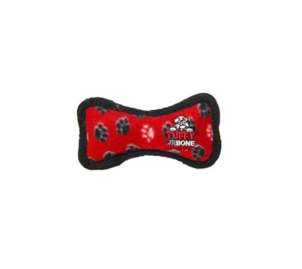 Red - Tuffy Jr Bone Red Paw - Junior