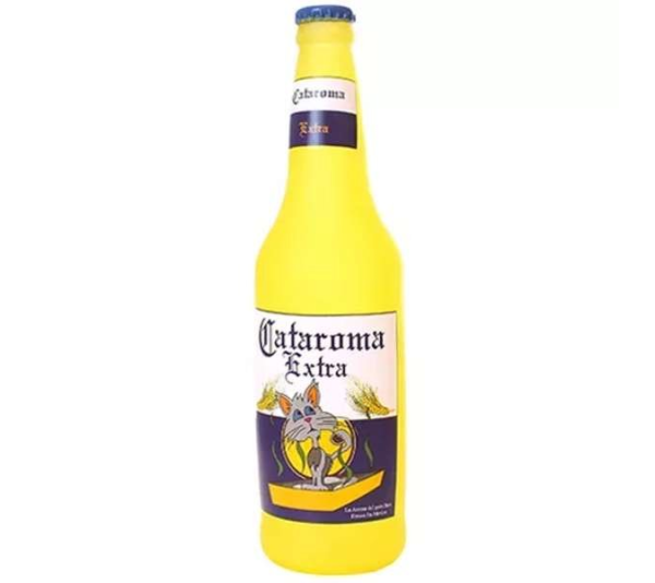 Yellow - Silly Squeaker Beer Bottle Cataroma - one size