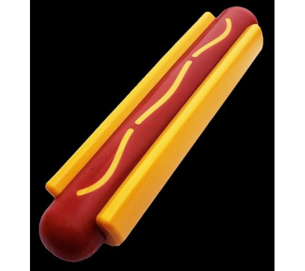Yellow/Red - SP Hot Dog Ultra Durable Nylon Dog Chew Toy for Aggressive Chewers - OSFA