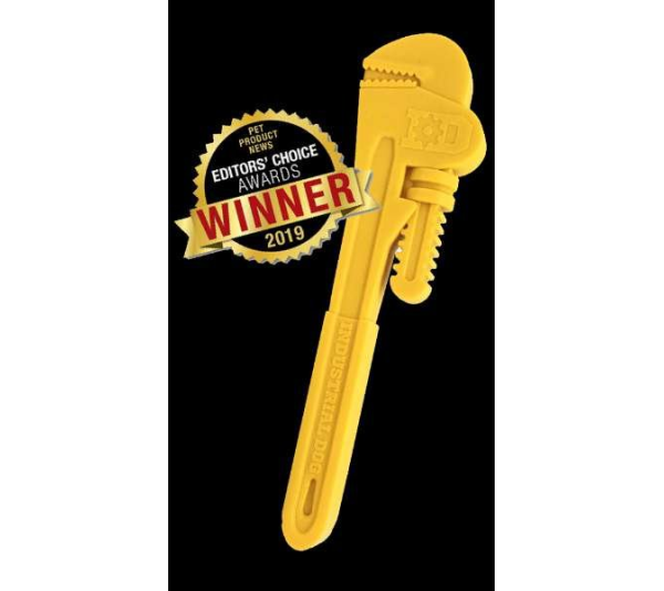 Yellow - ID Pipe Wrench  Ultra Durable Nylon Dog Chew Toy for Aggressive Chewers  - OSFA