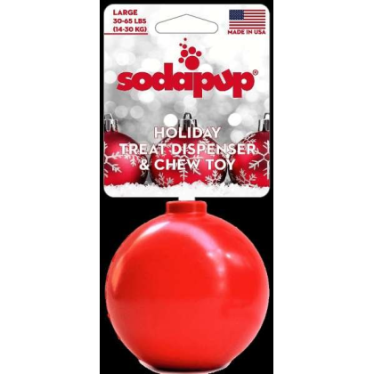 Red - SP Christmas Ornament Durable Rubber Chew Toy & Treat Dispenser - Medium