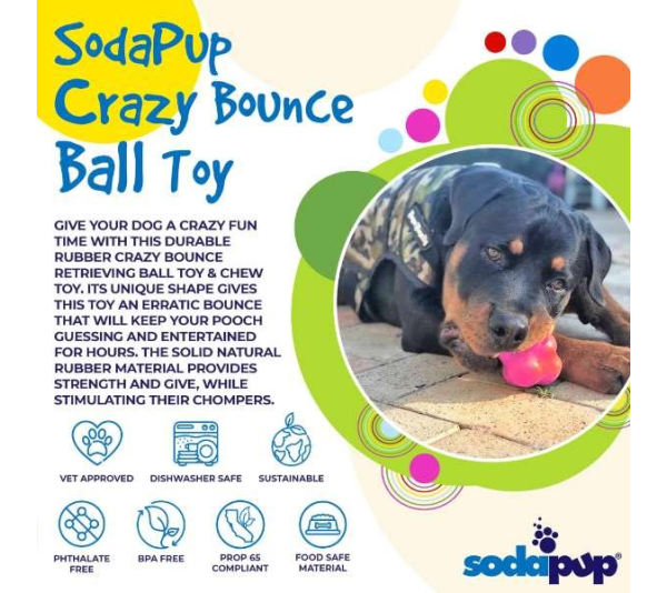 Pink - SP Crazy Bounce Ultra Durable Rubber Chew & Retrieving Toy  - Large