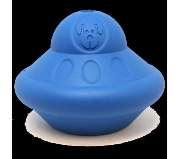 BLUE - SN Flying Saucer Durable Rubber Chew Toy & Treat Dispenser - Medium