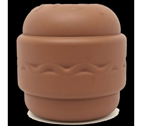 Brown - SP Hamburger Durable Rubber Chew Toy & Treat Dispenser  - Large