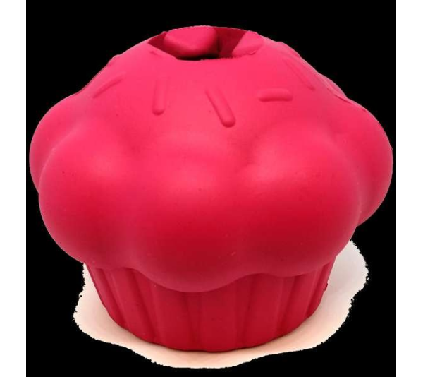 Pink - Cupcake Durable Rubber Chew Toy & Treat Dispenser  - Medium