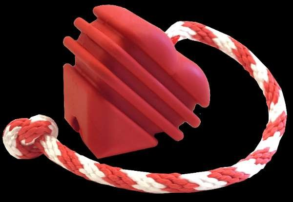 Red - MKB Heart on a String Ultra-Durable Durable Rubber Chew Toy, Reward Toy, Tug Toy, and Retrieving Toy - Large