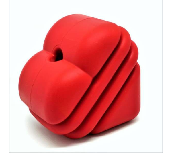 Red - MKB Heart on a String Ultra-Durable Durable Rubber Chew Toy, Reward Toy, Tug Toy, and Retrieving Toy - Large