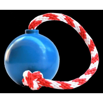 Blue - USA-K9 Cherry Bomb Durable Rubber Chew Toy, Treat Dispenser, Reward Toy, Tug Toy, and Retrieving Toy - Large