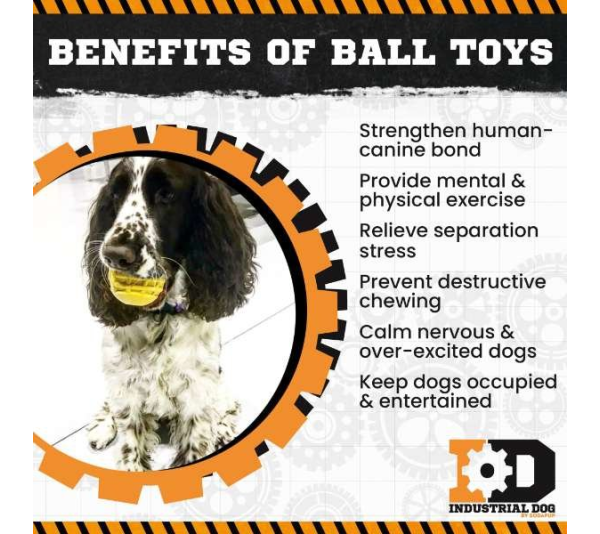 Yellow - ID Ball - Ultra-Durable Rubber Chew Ball - Large