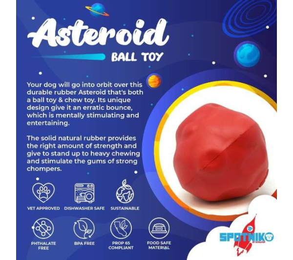 Red - SN Asteroid Ultra Durable Rubber Chew Toy  - Large
