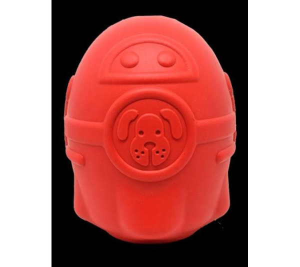 RED - SN Rocketman Durable Rubber Treat Dispenser & Chew Toy - L