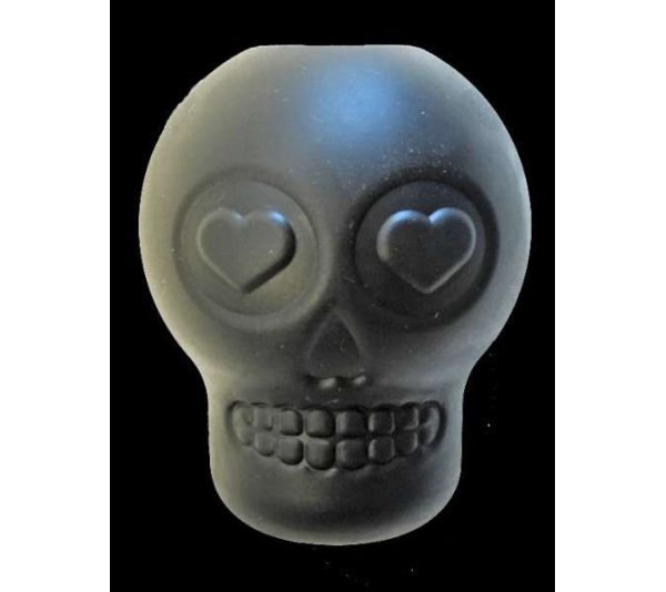 Black - MKB Sugar Skull Durable Rubber Chew Toy & Treat Dispenser  - Large