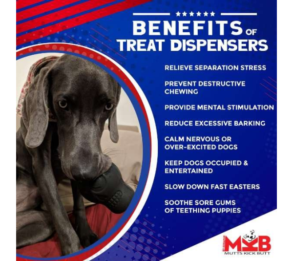 Black - MKB Sugar Skull Durable Rubber Chew Toy & Treat Dispenser  - Large