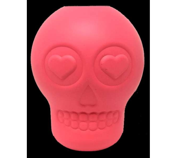 Pink - MKB Sugar Skull Durable Rubber Chew Toy & Treat Dispenser  - Large