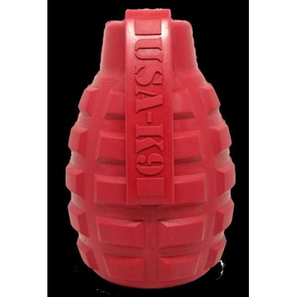Red - USA-K9 Grenade Durable Rubber Chew Toy & Treat Dispenser - XL