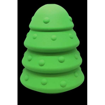 Green - MKB Christmas Tree Durable Rubber Chew Toy & Treat Dispenser  - Large