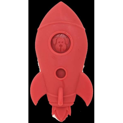 Red - Spotnik Rocket Ship Ultra Durable Nylon Dog Chew Toy for Aggressive Chewers - L