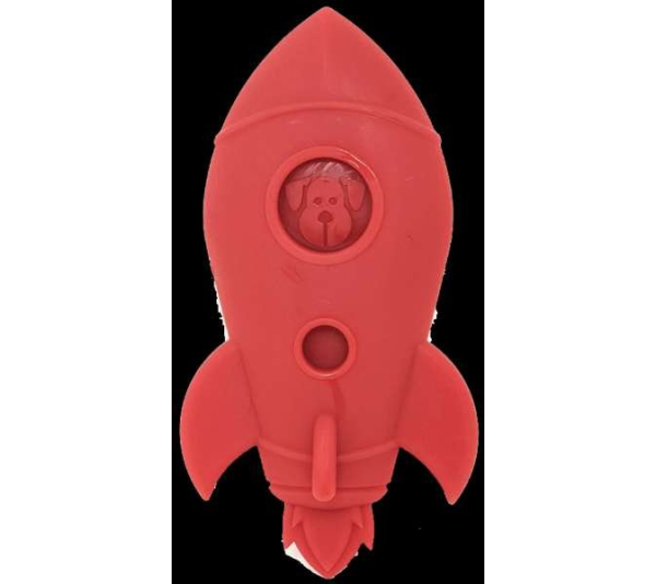 Red - Spotnik Rocket Ship Ultra Durable Nylon Dog Chew Toy for Aggressive Chewers - L