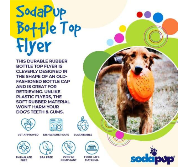 Orange Squeeze - SP Bottle Top Flyer Durable Rubber Retrieving Frisbee - Small (7" diameter)