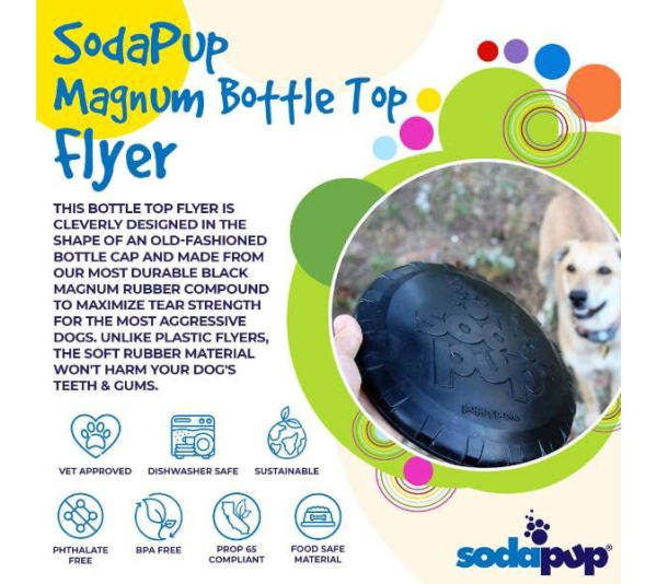 Black - SP Bottle Top Flyer Durable Rubber Retrieving Frisbee  - Large Flyer (9.75" Diameter)