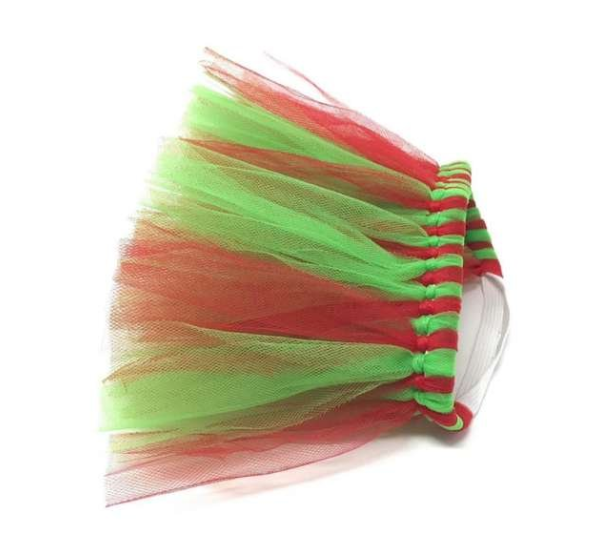 Red/Green - Red and Green Christmas Dog Tutu Skirt (XS) - XS