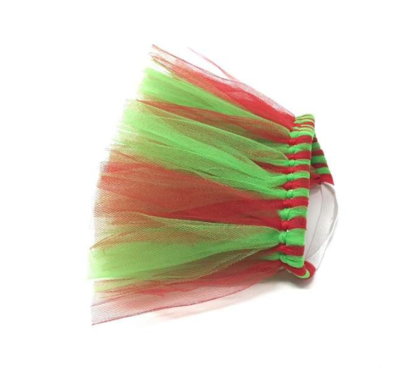 Red/Green - Red and Green Christmas Dog Tutu Skirt (XS) - XS