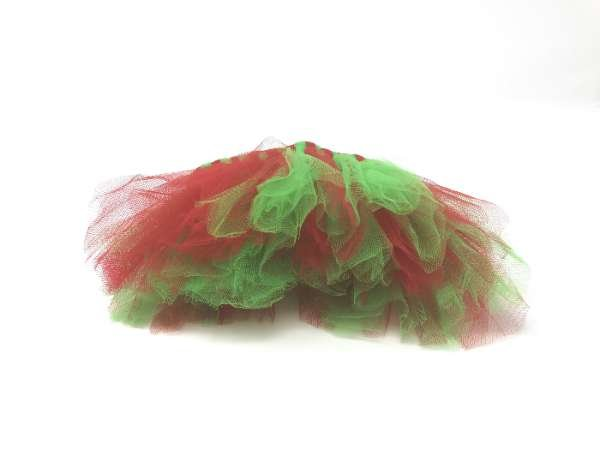 Red/Green - Red and Green Christmas Dog Tutu Skirt (XS) - XS