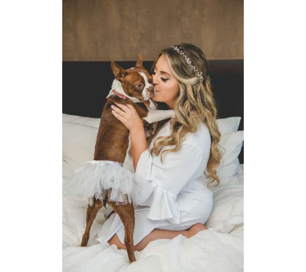 White - White Bridal Dog Tutu Skirt (XS) - XS