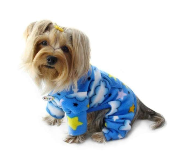 Blue - Stars and Clouds Fleece Turtleneck Pajamas - Medium