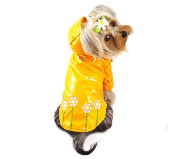 Yellow - Polka Dots & Daisies Raincoat with Cotton Lining - M