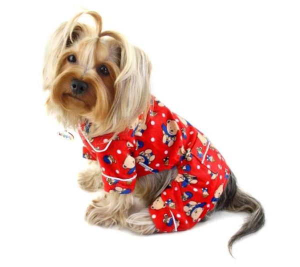 Red - Winter Bear in Blue Scarf Flannel Pajamas - XL