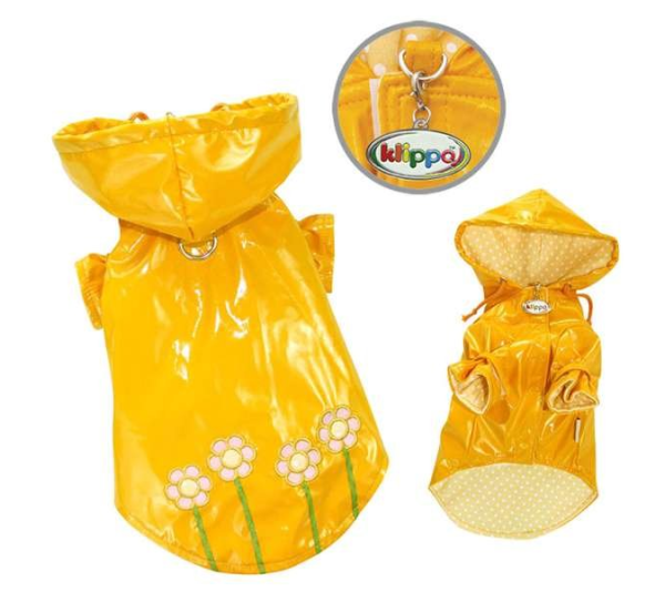 Yellow - Polka Dots & Daisies Raincoat with Cotton Lining - XL