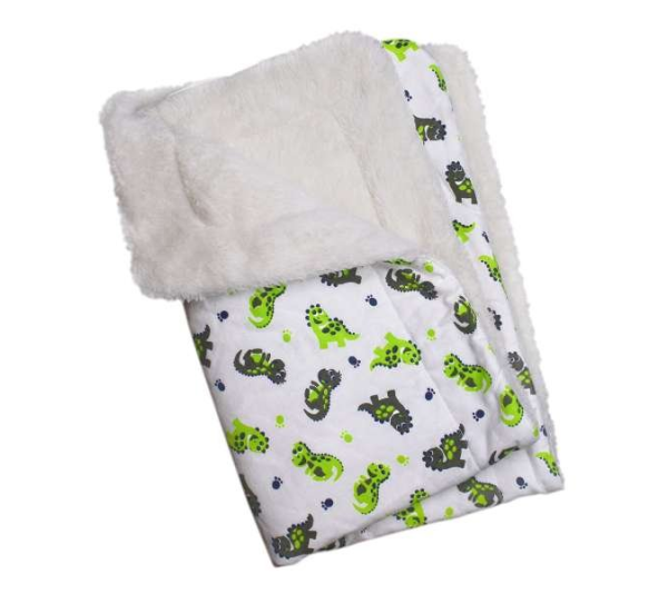 White - Playful Dinosaur Flannel/Ultra-Plush Blanket - One Size