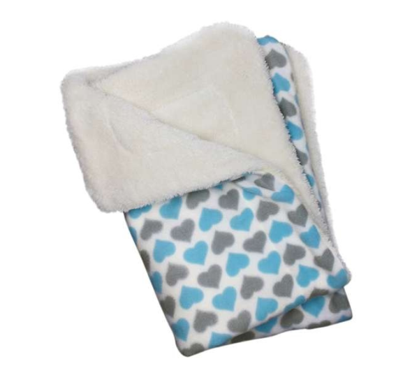 Blue - Blue & Gray Hearts Fleece/Plush Blanket - One Size
