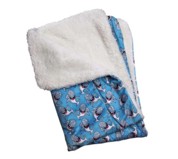 Blue - Ultra Soft Minky/Plush Silly Sharks Blanket - One Size