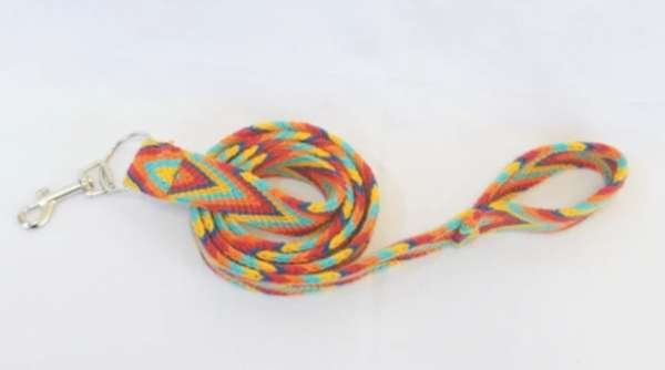 Multicolor - Multicolor Handmade Wayuu Pet Leash - 62" Long