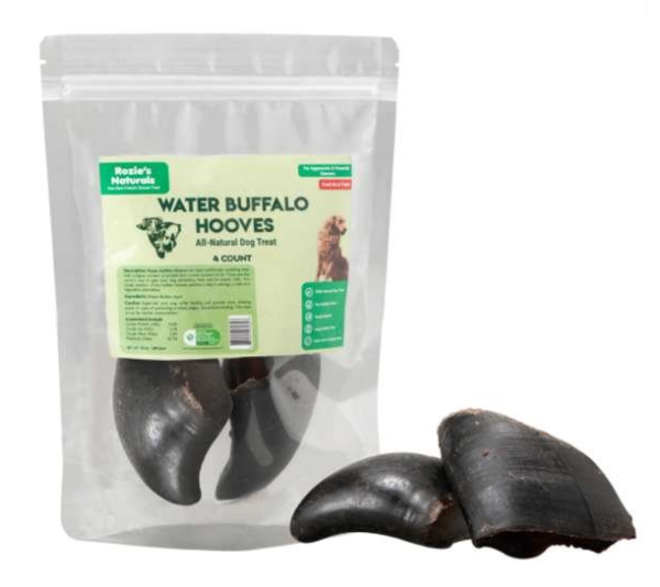 Black - WATER BUFFALO HOOVES-100% Natural, High Protein, Long-Lasting, Grain-Free, Gluten-Free, Dog Dental Treat & Chews, 4 COUNT-10 oz - Large
