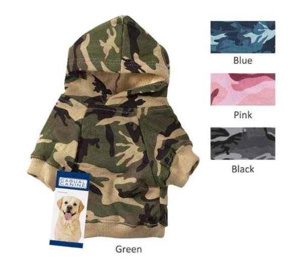 Green - Casual Canine Camo Hoodie  - Large