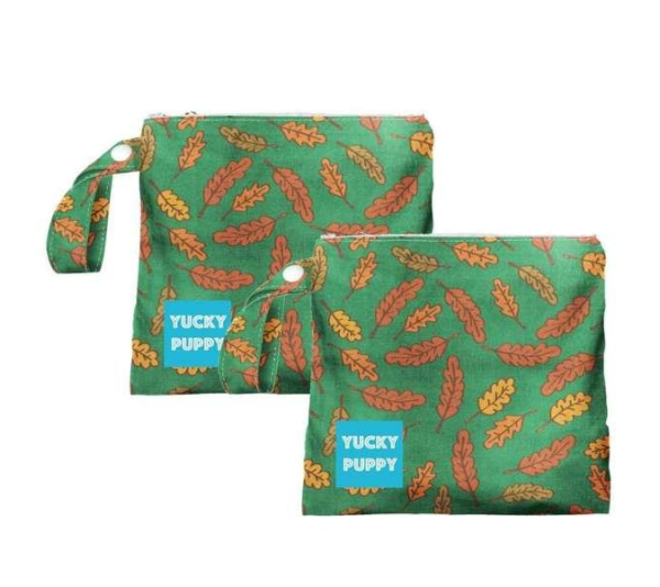 Green/Red/Orange - Fall Leaves Dog Poop Bag Holders, Extra Large Size - 6.75x9.25