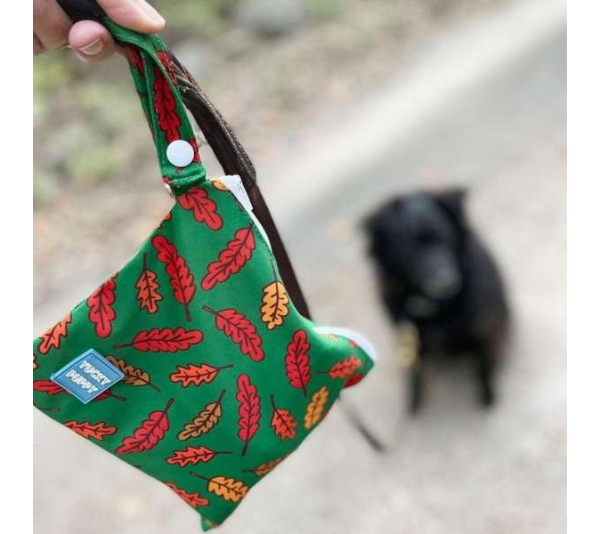 Green/Red/Orange - Fall Leaves Dog Poop Bag Holders, Extra Large Size - 6.75x9.25