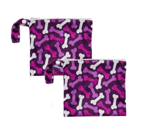 Pink/Purple - Pink-Purple Bone Yucky Puppy Dog Poop Bag Holders- Standard Size - 6.75x6.25