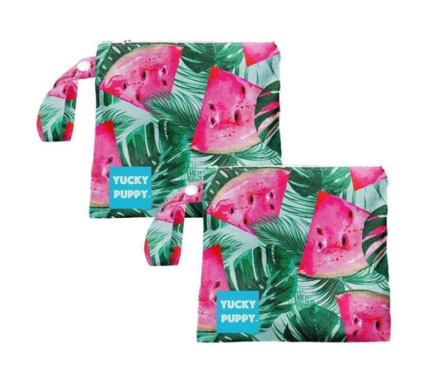 Pink/Green - Watermelon Yucky Puppy Dog Poop Bag Holders - 6.75x6.25