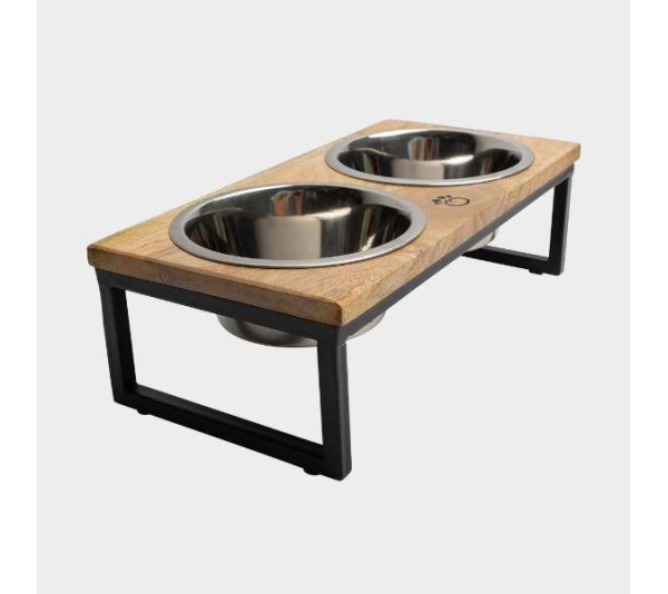 Natural - GF Pet Wood & Metal Elevated Feeder   - Large