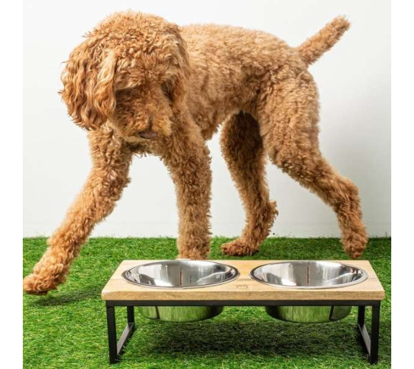 Natural - GF Pet Wood & Metal Elevated Feeder   - Large