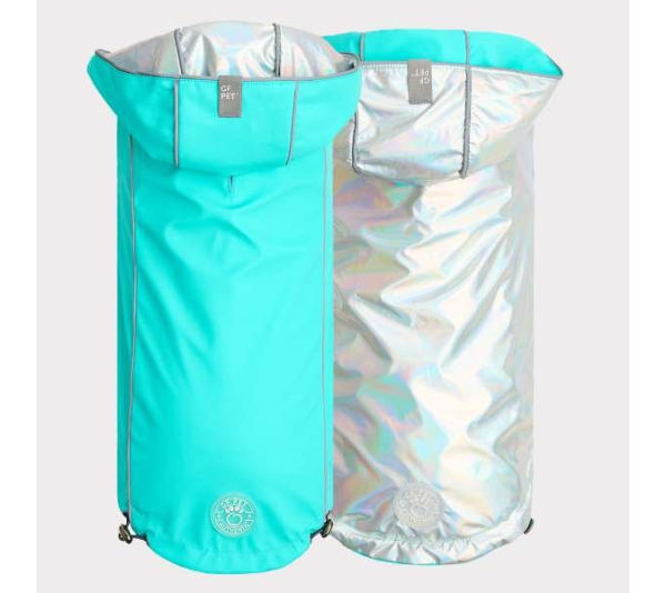 Neon Aqua - GF Pet Reversible Raincoat  - XS
