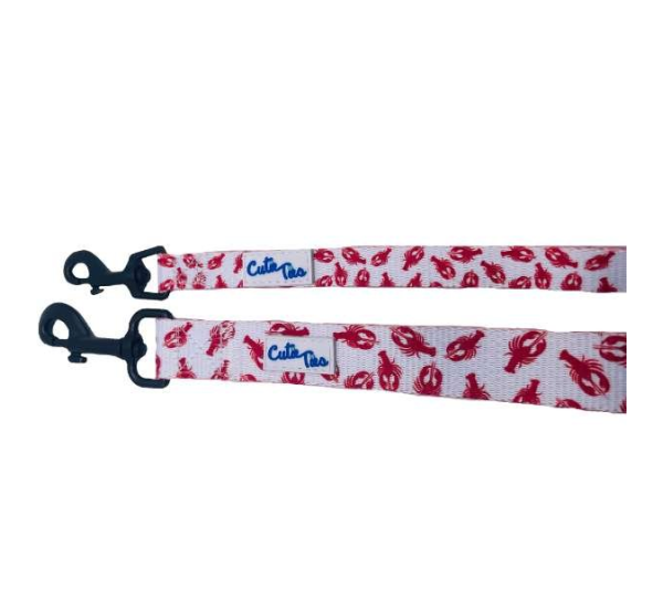 Lobster White - Cutie Ties Fun Design Dog Leash - Large