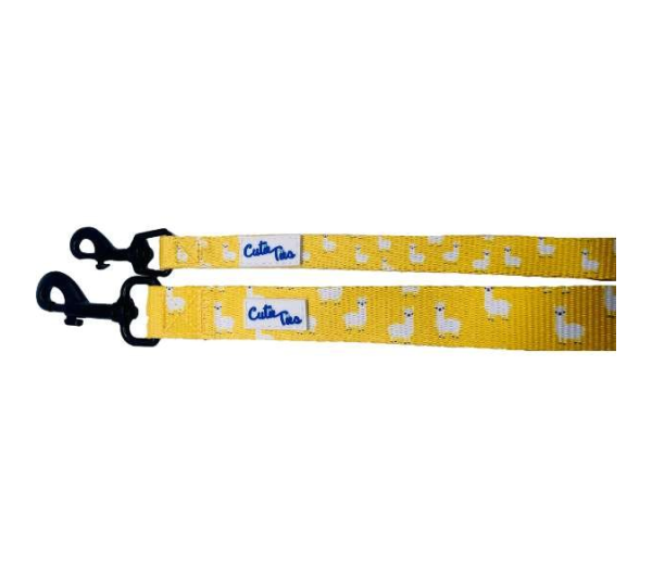 Llama Yellow - Cutie Ties Fun Design Dog Leash - Small