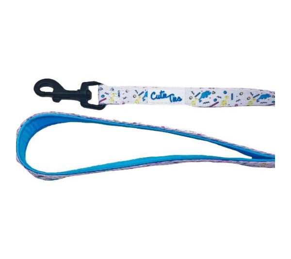 Dino Doggy White - Cutie Ties Fun Design Dog Leash - Large