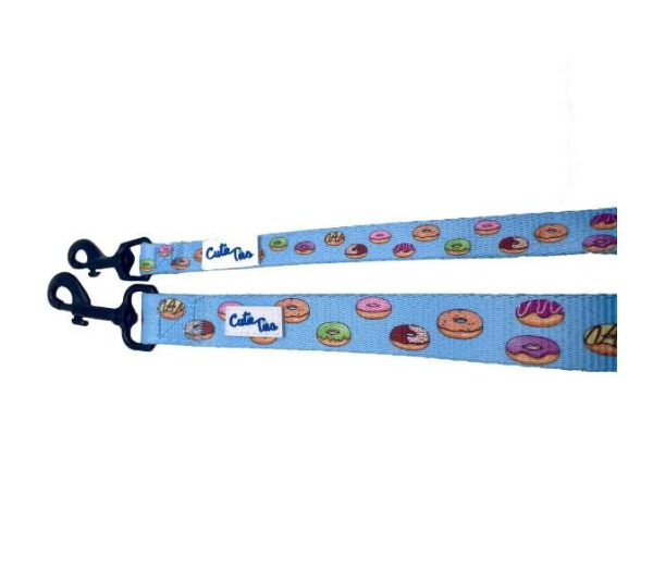 Donuts Blue - Cutie Ties Fun Design Dog Leash - Small