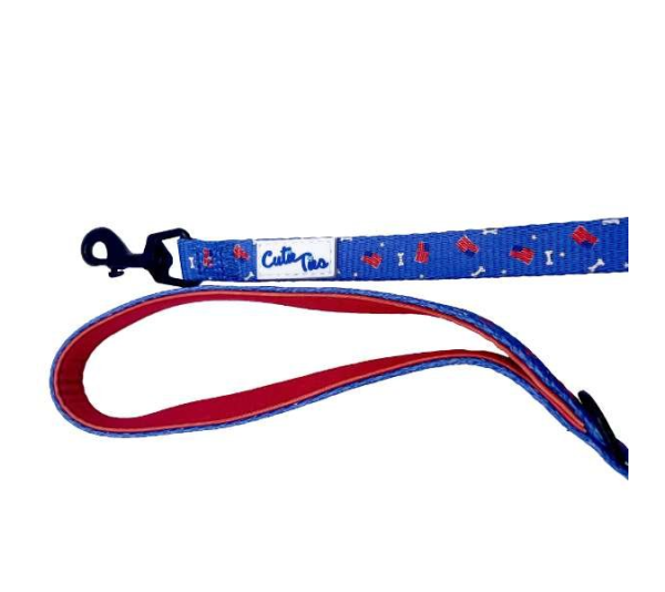 Red/White/Bones - Cutie Ties Fun Design Dog Leash - Small